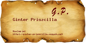 Ginter Priszcilla névjegykártya